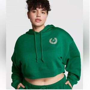 PINK Victoria’s Secret Crop Hoodie Sweatshirt in Green - Size Medium